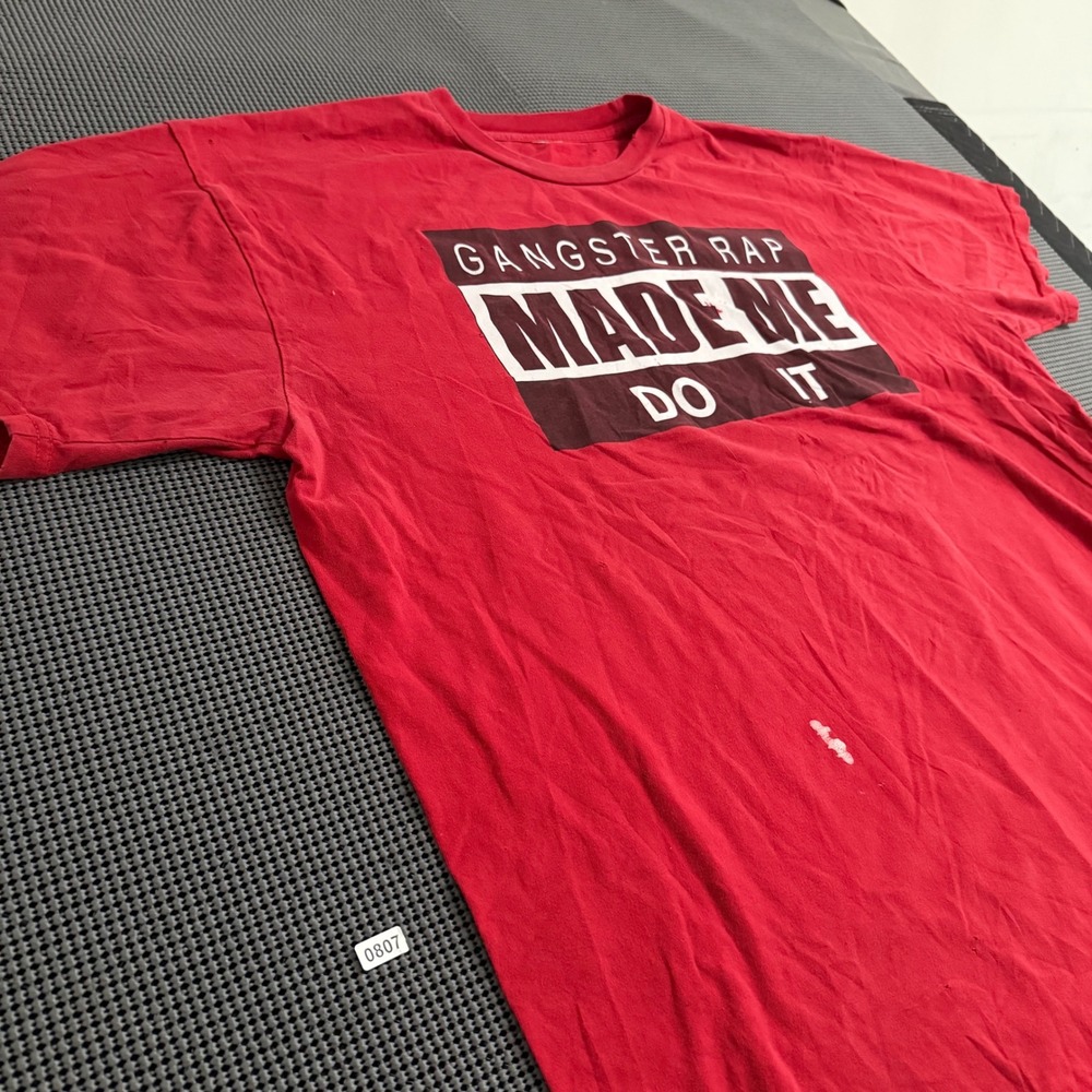 Gangster Rap Made Me Do It Graphic T-Shirt Mens Red Short Sleeve Hip Hop Tee 2XL